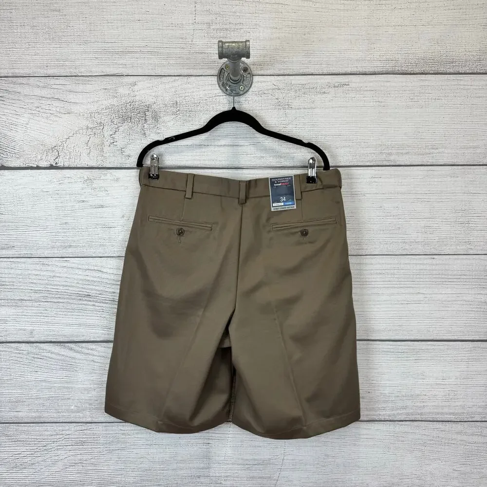 Roundtree & Yorke Mens Travel Smart Classic Fit Pleated Easy Care Shorts Size 34